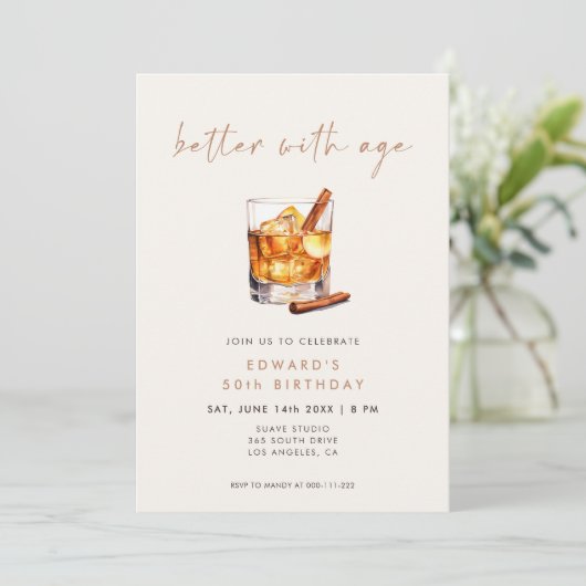 Invitation Better With Age Whisky Birthday (Debout devant)