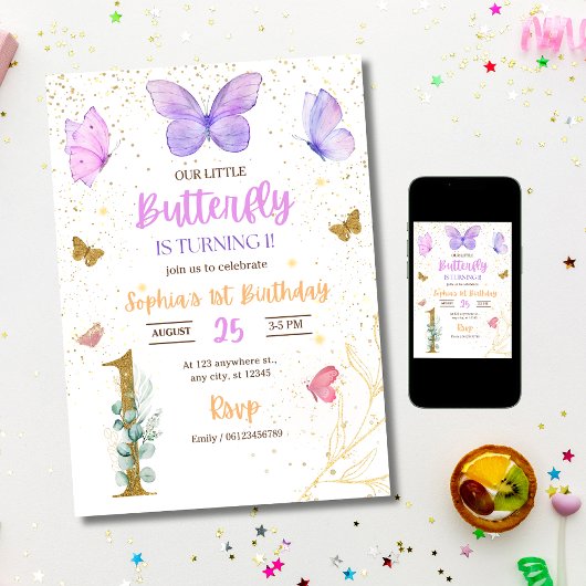 Invitation Beurre 1er anniversaire invitation, Anniversaire d