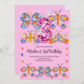 Invitation Beurre 4 Anniversaire mignon (Devant / Derrière)