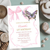 Invitation Beurre à papillon de lune rayé Anniversaire