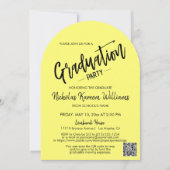 Invitation Beurre Arc Jaune Photo Grad Party QR Code (Devant)