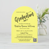 Invitation Beurre Arc Jaune Photo Grad Party QR Code (Debout devant)