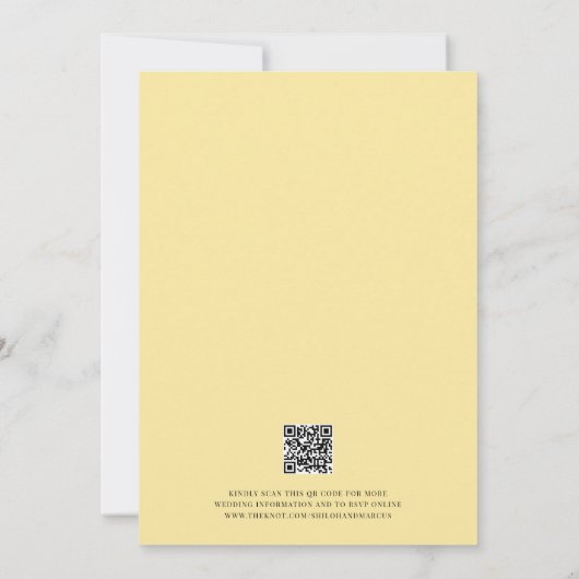 Invitation Beurre Avalon Jaune Floral Mariage QR Code (Dos)