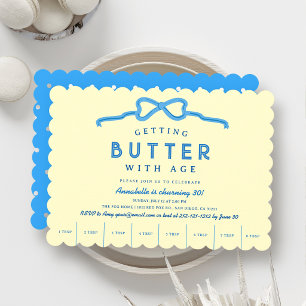 Invitation Beurre avec ruban bleu d'âge anniversaire