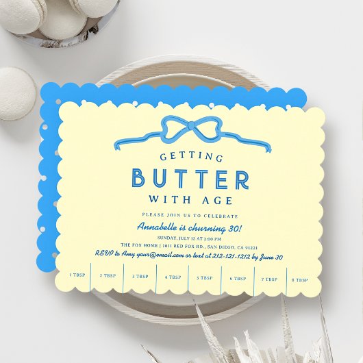 Invitation Beurre avec ruban bleu d'âge anniversaire