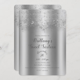 Invitation Beurre-battement Silver Shimmer Sweet 16 Party