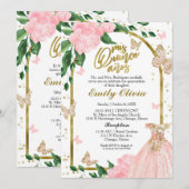 Invitation Beurre Bilingue Quinceanera Pink Blush (Devant / Derrière)