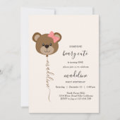 Invitation Beurre Boulon à ours mignonne Première fête d'anni (Devant)