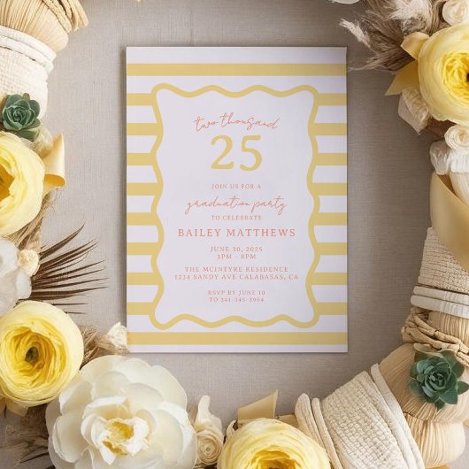 Invitation Beurre Cabana Fun Jaune Fête de Graduation