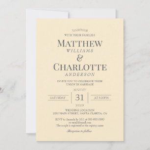 Invitation Beurre classique élégant Mariage jaune