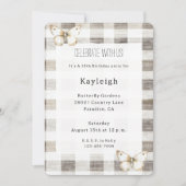 Invitation Beurre Crème Plaid Stripes Anniversaire (Devant)