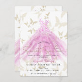 Invitation Beurre Danse Rose & Robe Or Douce 16 (Devant / Derrière)