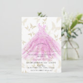 Invitation Beurre Danse Rose & Robe Or Douce 16 (Debout devant)