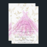 Invitation Beurre Danse Rose & Robe Or Douce 16<br><div class="desc">Personnaliser pour tout événement</div>