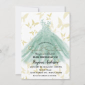 Invitation Beurre Danse Vert Robe Or Douce 16 Partie En (Devant)