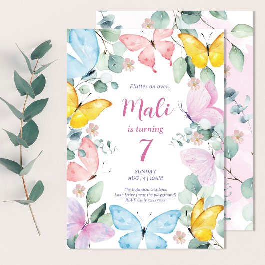 Invitation Beurre d'aquarelle couleur mignonne Anniversaire