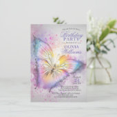 Invitation Beurre d'aquarelle couleur mignonne fête d'anniver (Debout devant)