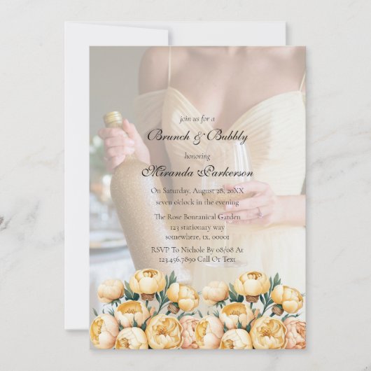 Invitation Beurre d'arc-jaune photo Brunch et mousseux (Devant)