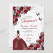 Invitation Beurre d'argent rouge princesse Quinceanera (Devant)