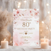 Invitation Beurre de cerise en fleurs 80e anniversaire