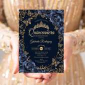 Invitation Beurre d'or de la Marine Rose Quinceanera