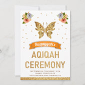 Invitation Beurre d'or doux et fleuri Filles Aqiqah (Devant)