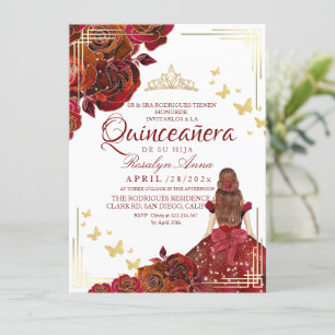 Invitation Beurre d'or du marron rouge Quinceañera