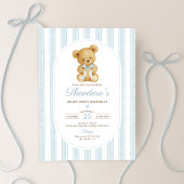Invitation Beurre d'ours en peluche bleu rouillé Premier anni