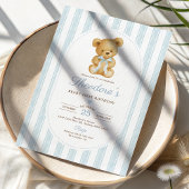 Invitation Beurre d'ours en peluche bleu rouillé Premier anni