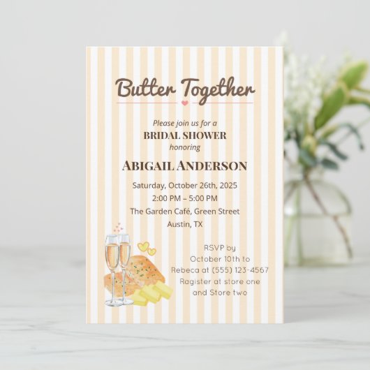 Invitation Beurre Ensemble Fête des mariées Champagne & Pain (Debout devant)