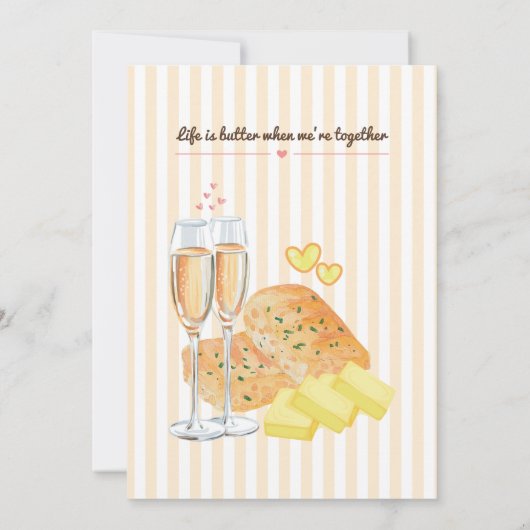 Invitation Beurre Ensemble Fête des mariées Champagne & Pain (Dos)