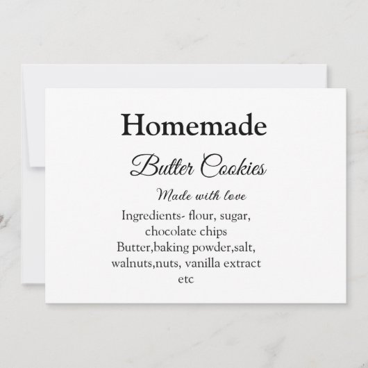 Invitation Beurre fait maison biscuits faits avec amour ajout (Devant)
