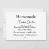 Invitation Beurre fait maison biscuits faits avec amour ajout (Dos)