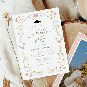 Invitation Beurre floral bleu rose pâle