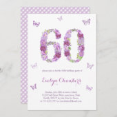 Invitation Beurre floral lavande 60e fête d'anniversaire (Devant / Derrière)