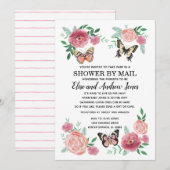 Invitation Beurre Florals Douche par longue distance courrier (Devant / Derrière)