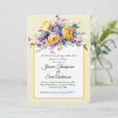 Invitation Beurre Jaune Aquarelle Florale Mariage élégant (Debout devant)