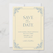 Invitation Beurre jaune Dusty bleu minimal Enregistrer la dat (Devant)