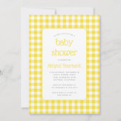 Invitation Beurre Jaune En vichy Baby shower chèque (Devant)