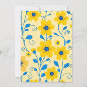 Invitation Beurre jaune et bleu Fête des mariées florale (Dos)