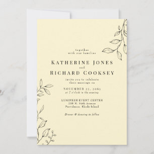 Invitation Beurre Jaune Foliage Moderne Simple Mariage
