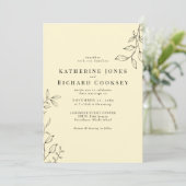 Invitation Beurre Jaune Foliage Moderne Simple Mariage (Debout devant)