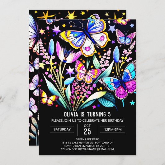 Invitation Beurre mignon blanc imprimé Anniversaire (Devant / Derrière)