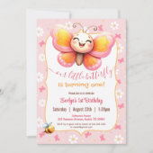 Invitation Beurre mignon rose florale fille 1er anniversaire (Devant)