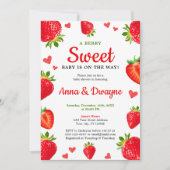 Invitation Beurre mignonne Bébé doux Baby shower fraise (Devant)