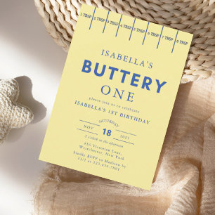 Invitation Beurre moderne Beurre Jaune Premier anniversaire