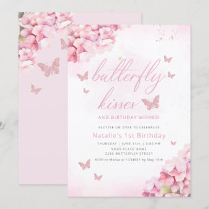 Invitation Beurre mou Aquarelle rose Floral 1er anniversaire