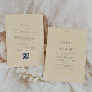 Invitation Beurre neutre simple Mariage de code QR jaune