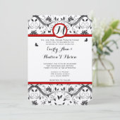 Invitation Beurre noir et blanc Damas rouge Mariage (Debout devant)