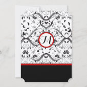 Invitation Beurre noir et blanc Damas rouge Mariage (Dos)